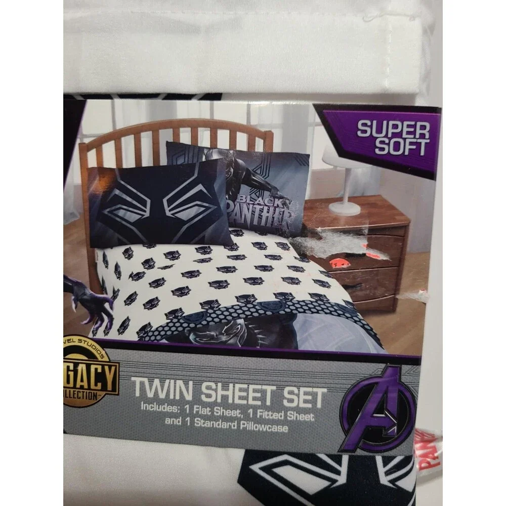 Legacy Jay Franco Marvel Black Panther Wakanda 3 Pc Twin Sheet Set Avengers NWT